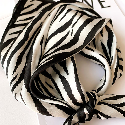 Silk Small Square Scarf Female Striped 53cm Silkworm Decorative