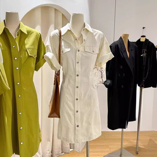 Summer Designer Niche New Polo-neck Shirt Dress
