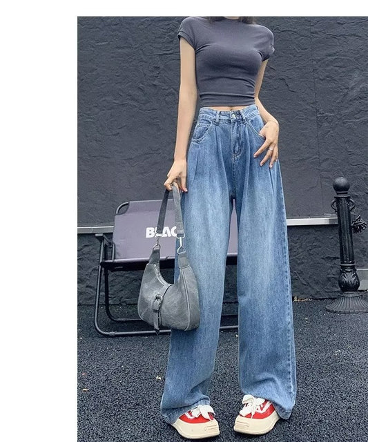 Plus Size Højtaljede Straight Jeans Til Kvinder