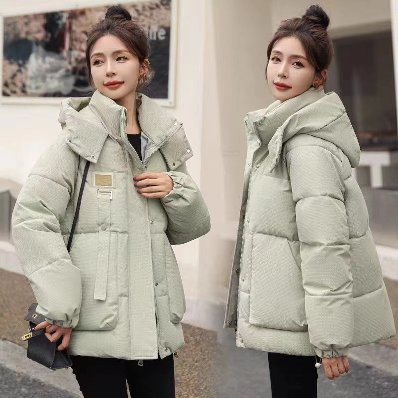 Women's Short Chic Loose Hooded Thickened Thermal Coat