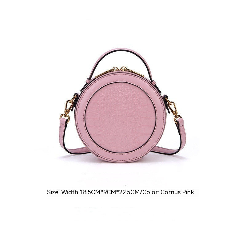 New Trendy Minority Fashion Pattern Small Round Handbag