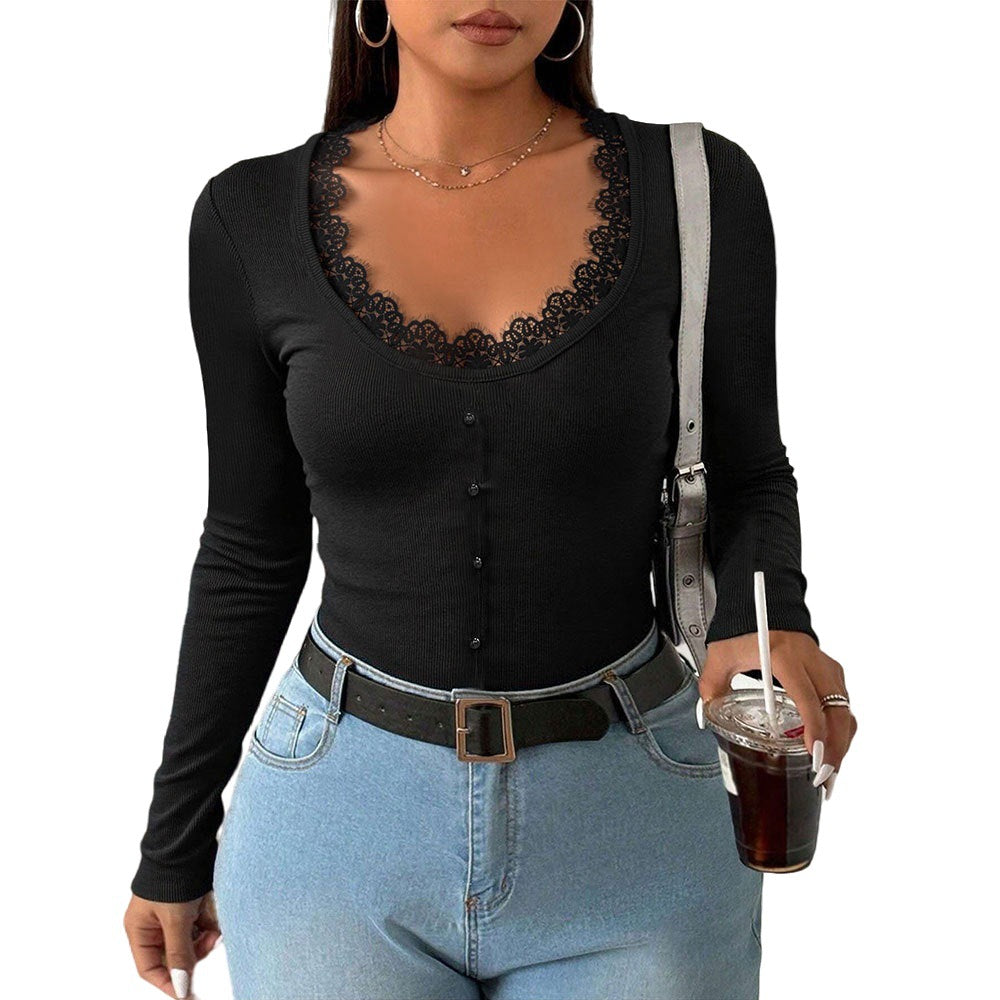 Slimming And Versatile Design Basic Shirt Solid Color T-shirt