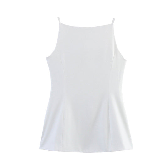 Solid Color Slim Fit Slimming Spaghetti Straps Mid-length Vest