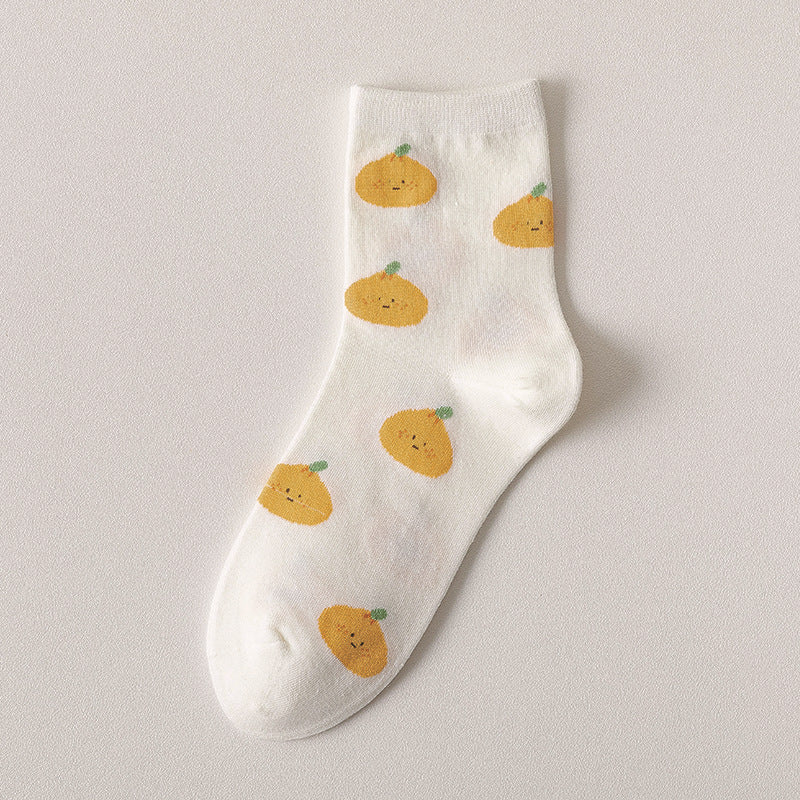 Women's Medium Tube Japanese Ins Fruit Street Cotton Socks
