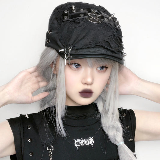 Halloween Punk Subkultur Mørk Afslappet Stor Hovedomkreds Rifter Maler Baret