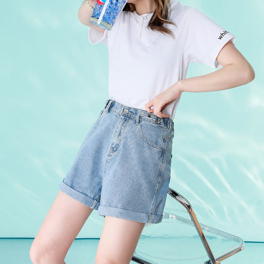 Women's Fashion Slim Elastic Waist Denim Shorts