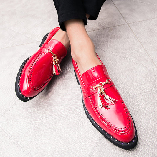 Men's Casual Pointed Creative Solid Color Leather Shoes