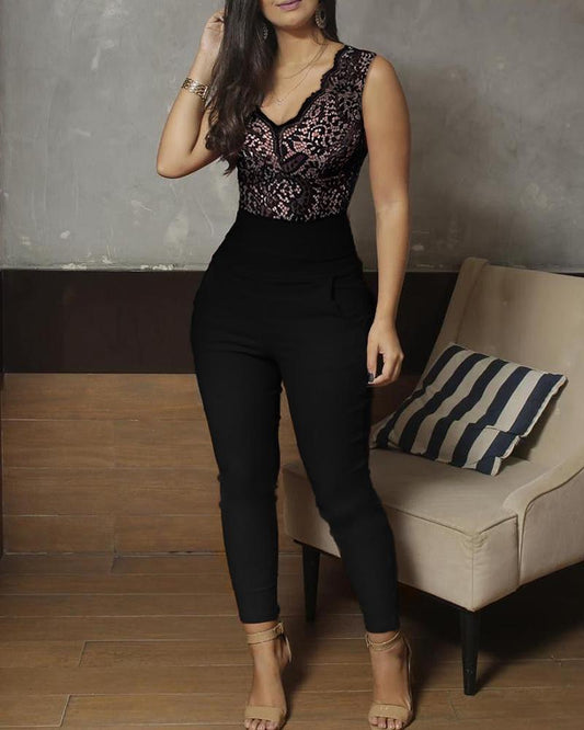 New Hot Sale V-neck Lace Jumpsuit