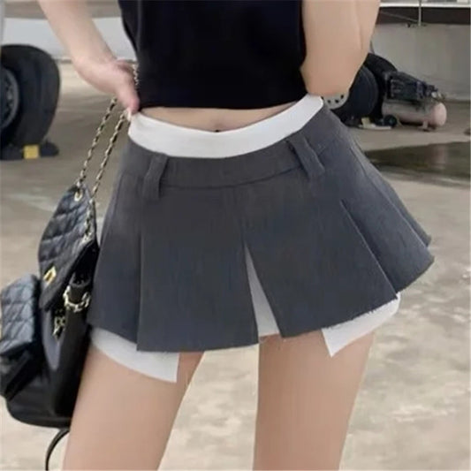 Low Waist Skirt Retro Hip-wrapped Pleated Skirt