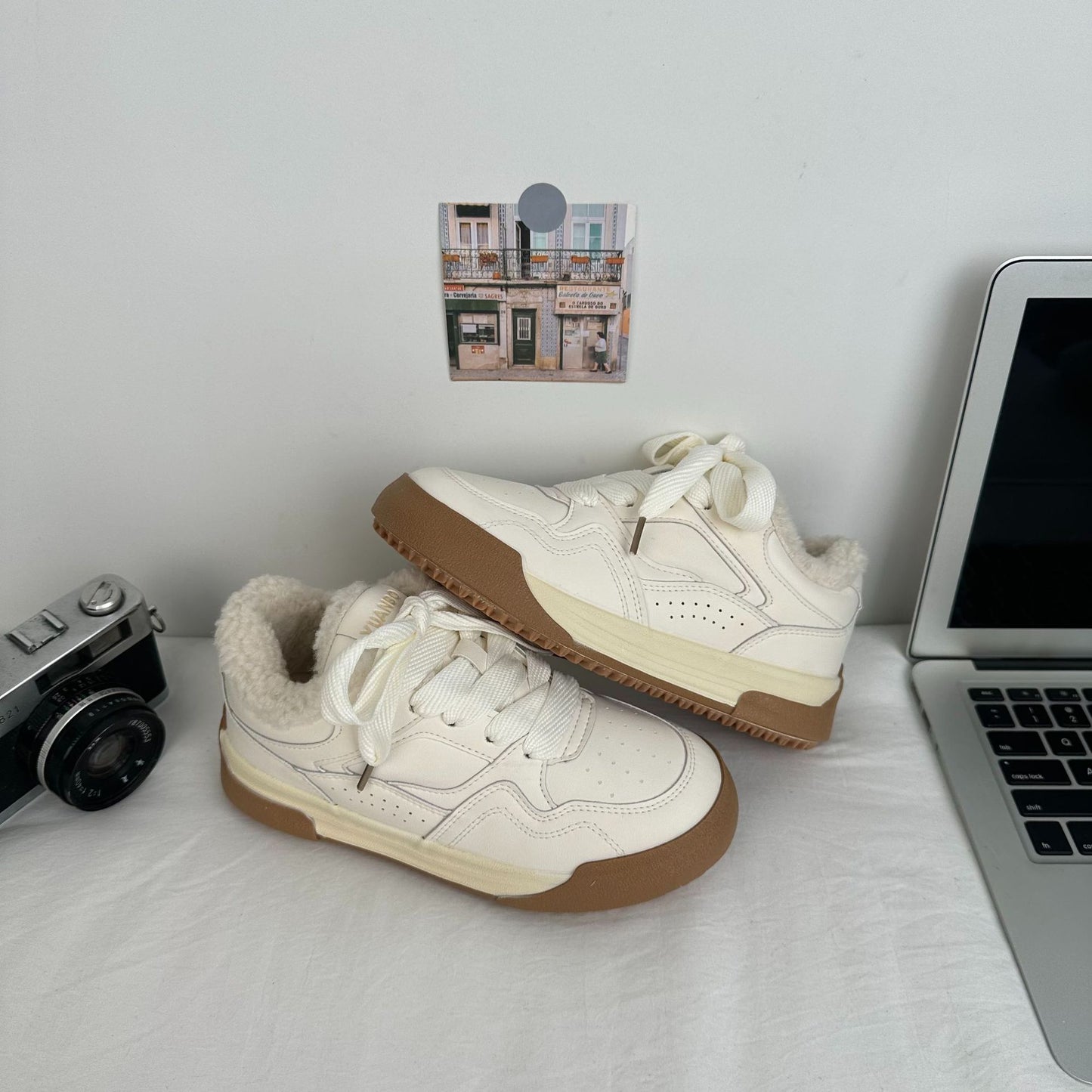 Student Niche Fleece-lined Canvas Women's Low-top Outer Wear Warm Board Shoes