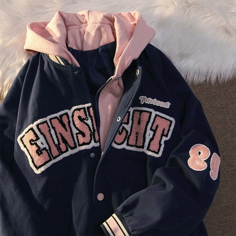 Amerikansk retro baseballuniform til kvinder løs design parjakke