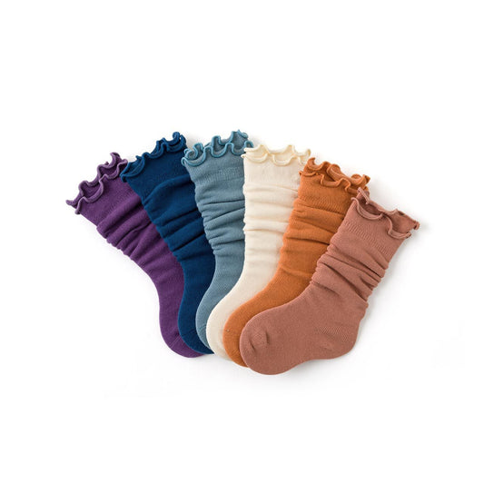 Children's Baby Princess Solid Color Cotton Socks With Wooden Ears