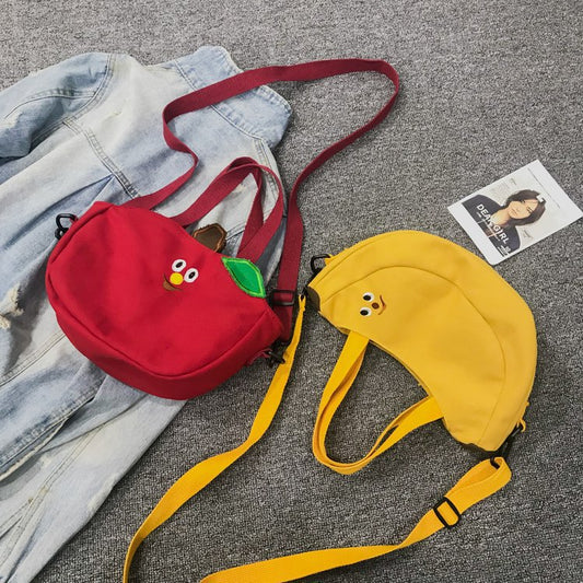 Creative Banana Embroidered Canvas Crossbody Bag