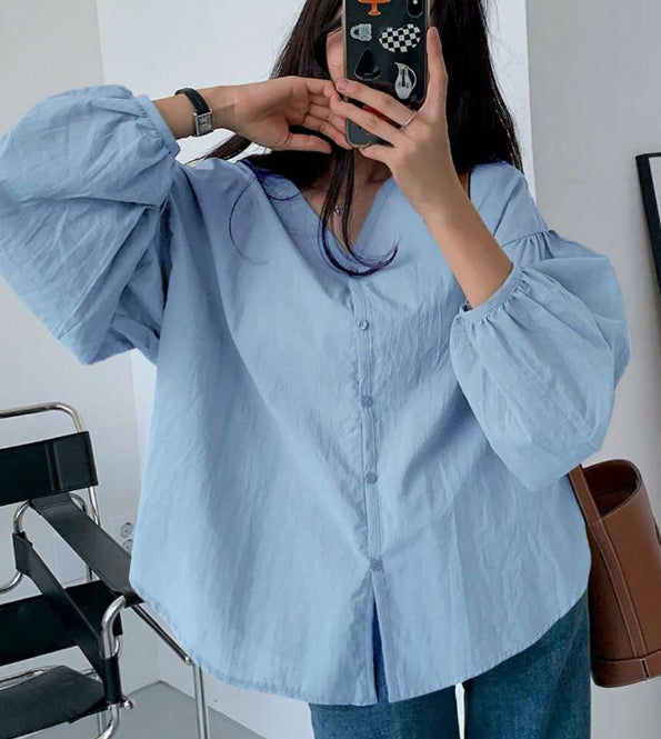Women's Fashion Loose Full Color Solid Color Shirt