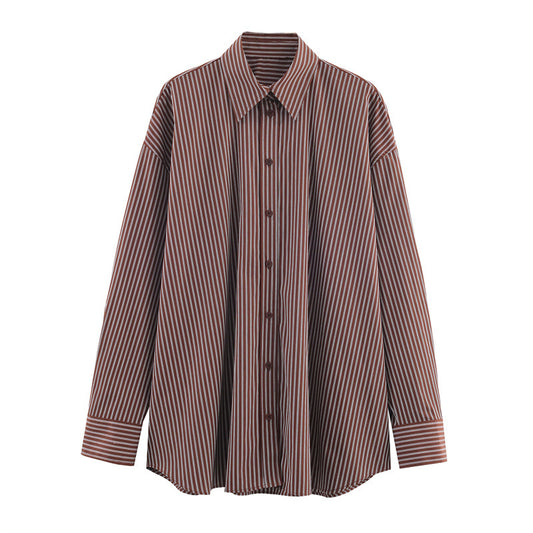 Women's Striped Loose Long Sleeve Shirt
