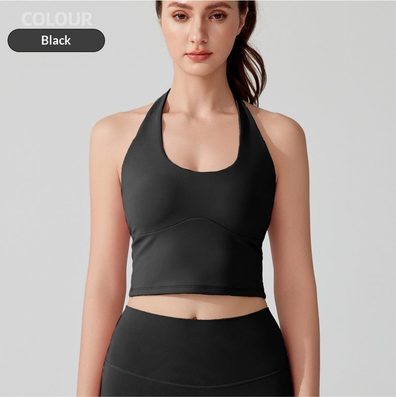 Sports Bra With A Halterneck Design Seamless Yoga Wear