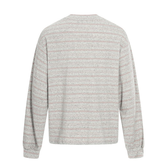 Chinese-style Hip-hop Oversized Letter-print Relaxed-fit Long-sleeve T-shirt With Striped Top