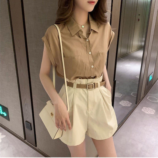 Casual Top And Shorts Fashion Two-piece Set Trendy