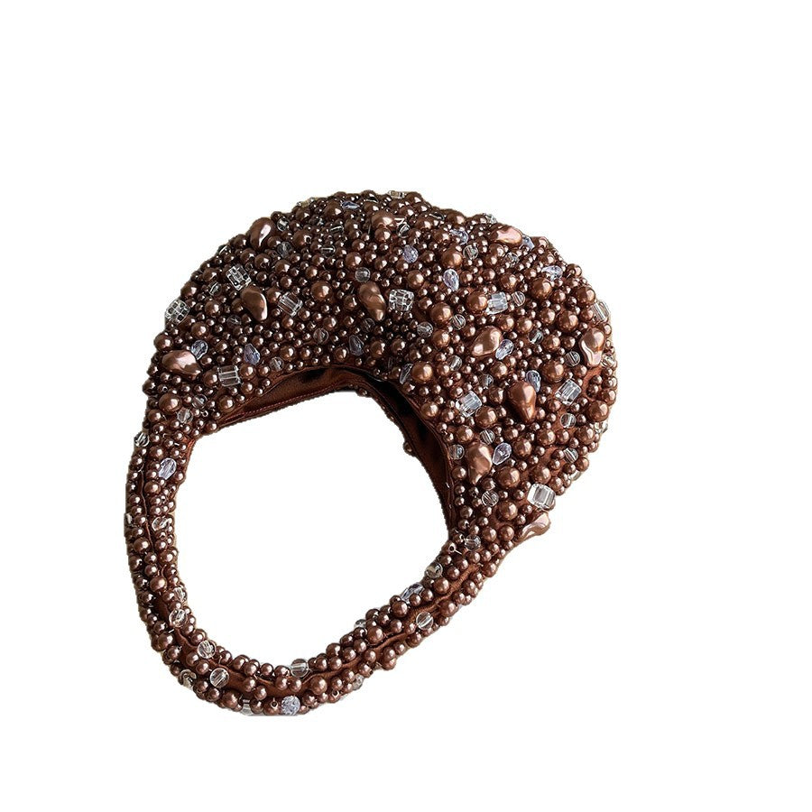 Retro-textured Versatile Casual Crystal Bead Woven Bag