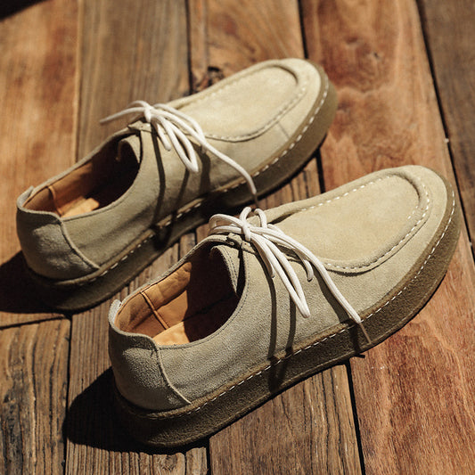 Versatile Suede Sneakers In British Style Made From Genuine Leather