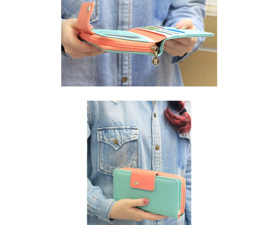 Mobile phone bag spot long zipper coin purse ladies retro bills clip clutch bag