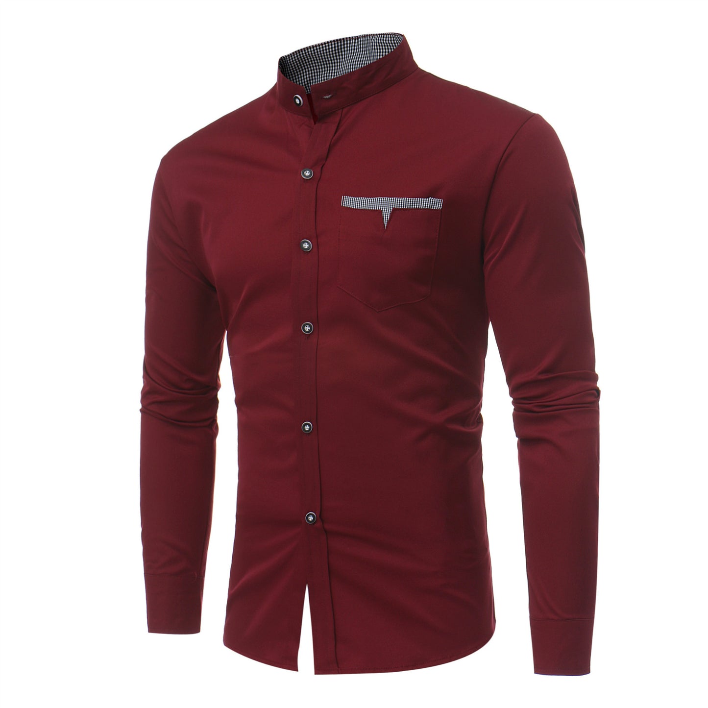 Casual stand collar long sleeve shirt