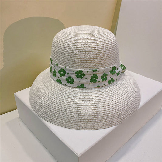 Pastoral Style Sunshade Hat With Small Flower Straps