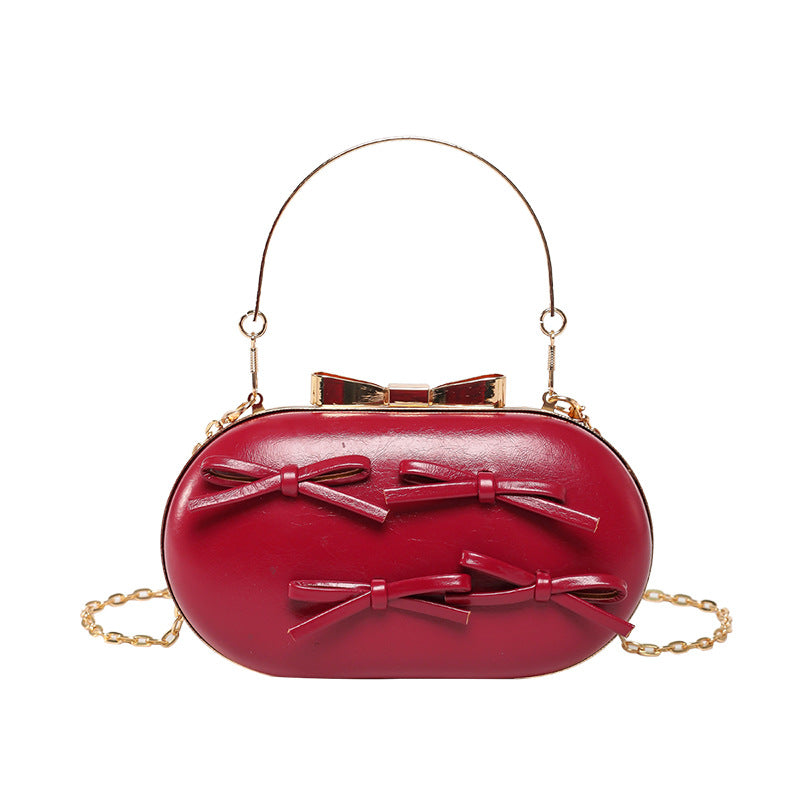 Mini Heart-Shape Plaid Clutch Women's Chain Shoulder Crossbody Bag