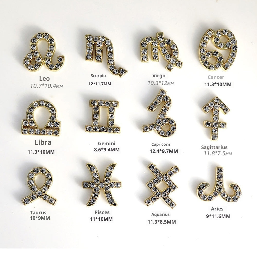 Twelve Zodiac Nail Art Accessories Alloy Inlaid Diamonds