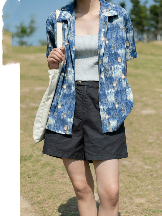 Loose And Slim Korean Style Top Casual Seaside Shirt