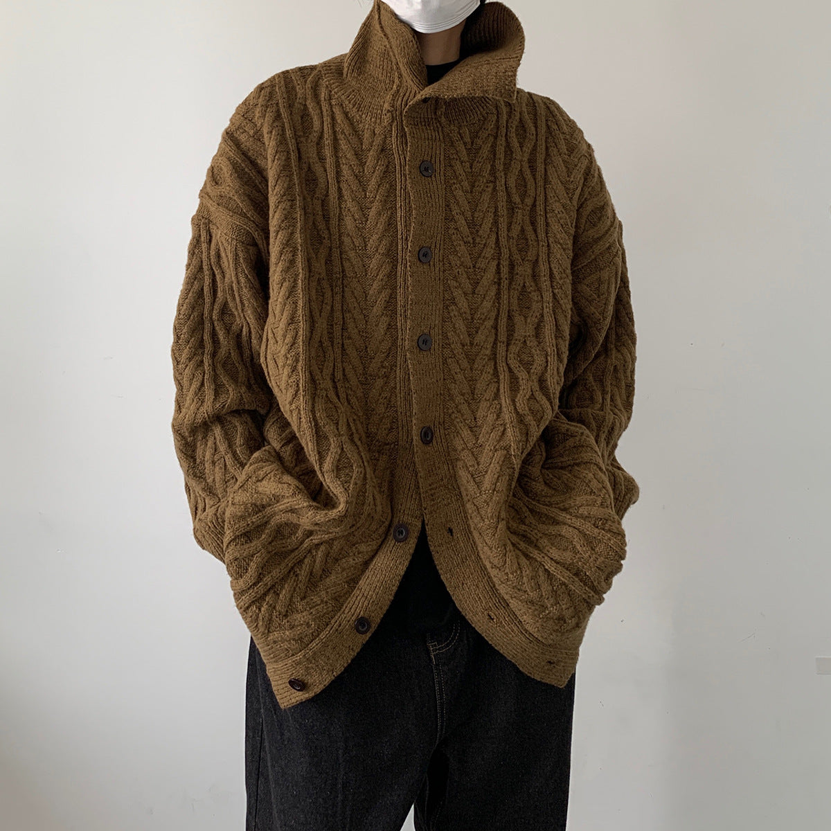Korean Vintage Twist Lapel Knit