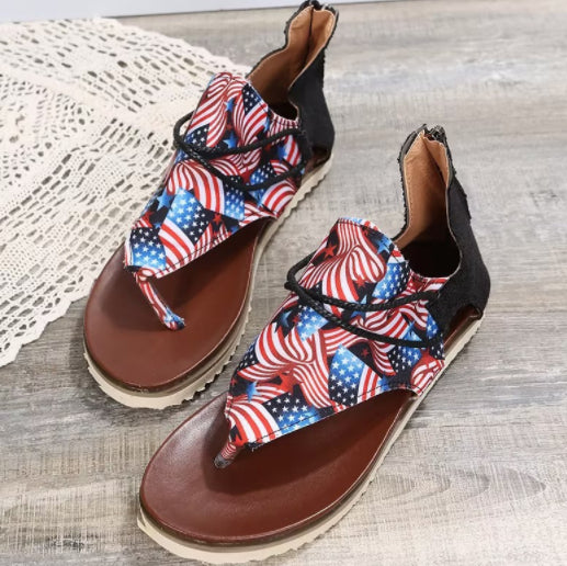 Colorful Lace Roman Plus Size Sandals