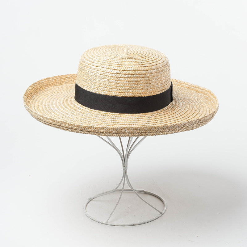 Flanged Flat Top Straw Hat Outdoor Travel