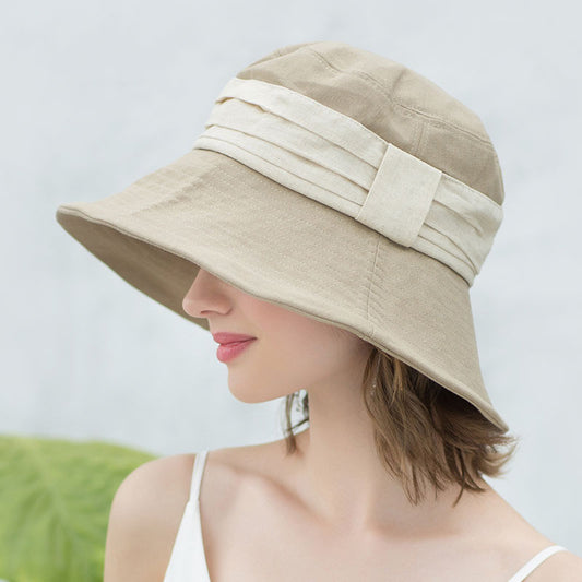 Contrasting Color Literary Hat Travel Foldable Hat