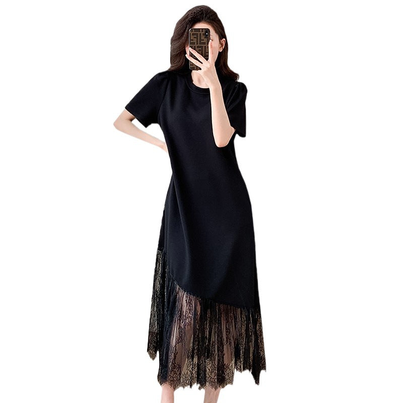 Womens Casual Slim-Fit Lace Short-Sleeve Dress