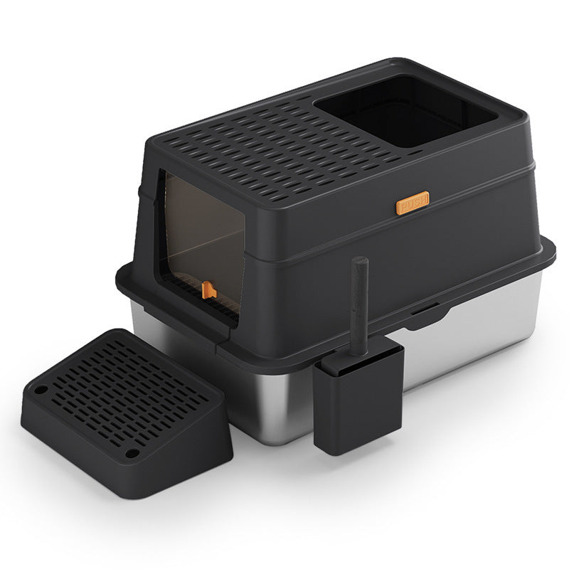 Stainless Steel Cat Toilet Large Fully Enclosed Cat Supplies