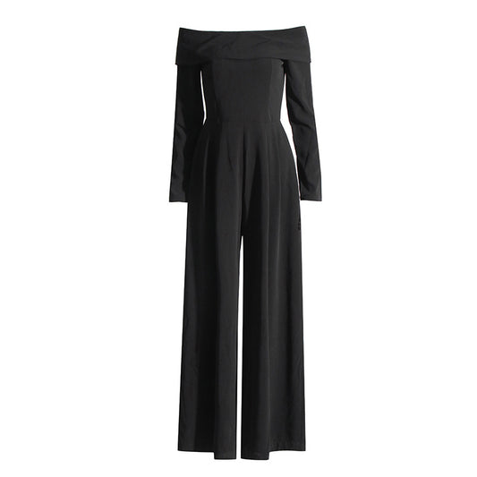 Goddess Temperament Off-shoulder Collar Jumpsuit Elegant Socialite High Waist Slimming Draping Wide Leg Trousers