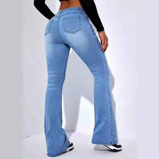 Højtaljede straight-leg jeans, der er slankende og figursmigrende