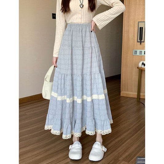 Design Sense Stitching Skirt Women's Springsummer Gentle Drape