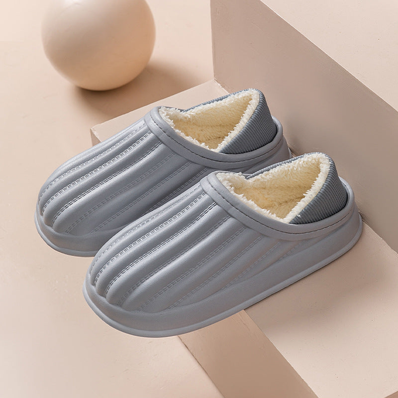 Fashion Thickened Couple Slippers Women's Winter Shoes Home Warm Plush Confinement Shoes