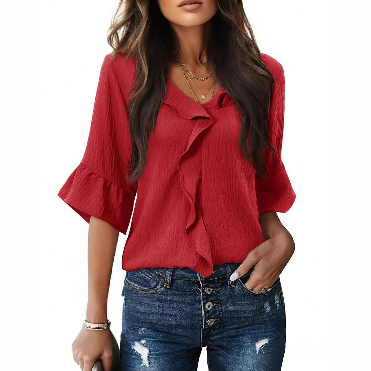 Stylish And Minimalist Womens Short Sleeve Top