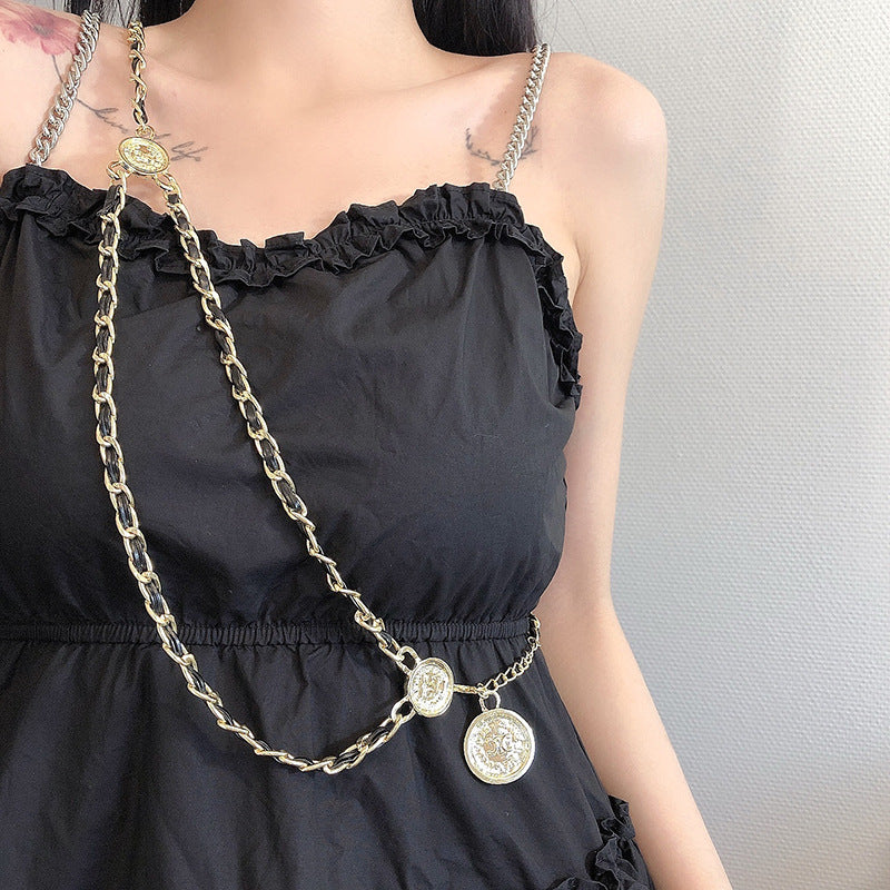Fashion Metal Stitching Tassel Waist Chain