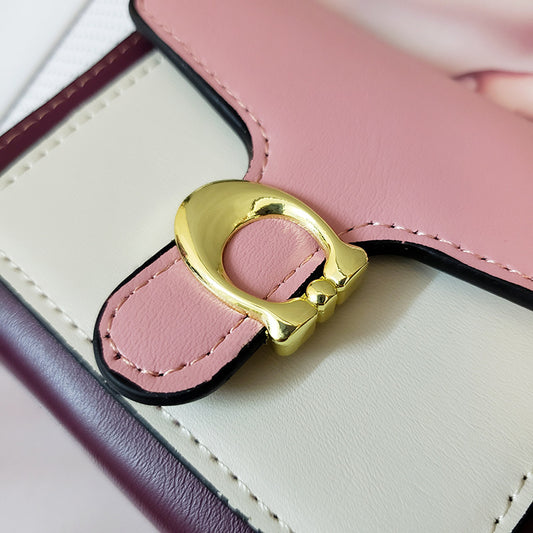 Simple Color Matching Women's Short Tri-fold Small Wallet