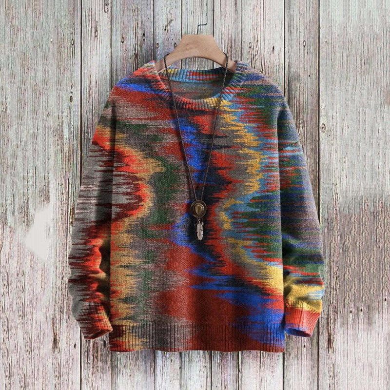 Abstract Style Digital Printing Drop-shoulder Long-sleeve Women's Sweater Casual All-matching