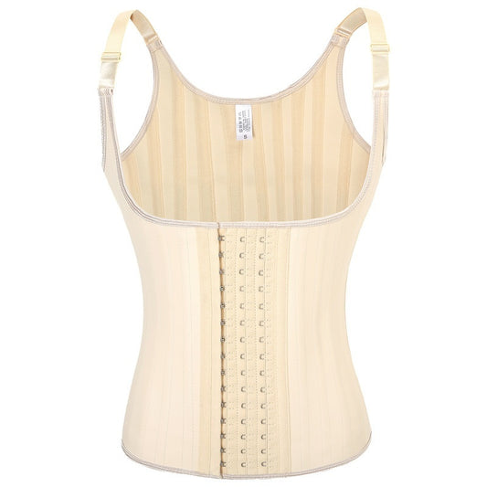 25 Bone Glossy Rubber Shoulder Strap Corset