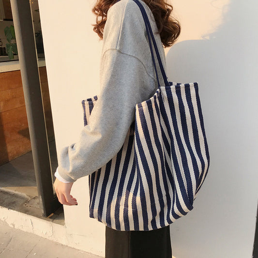 Women's Fashion Vintage Stripe Simple Canvas Bag