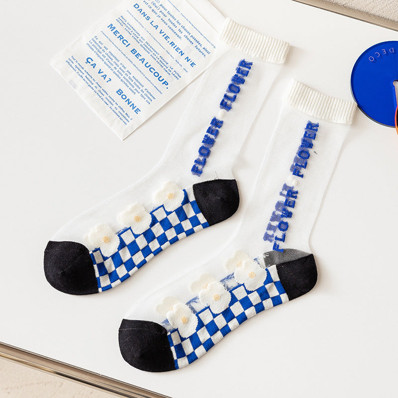 Transparent Spring And Summer Sweat-absorbing Glass Silk Socks