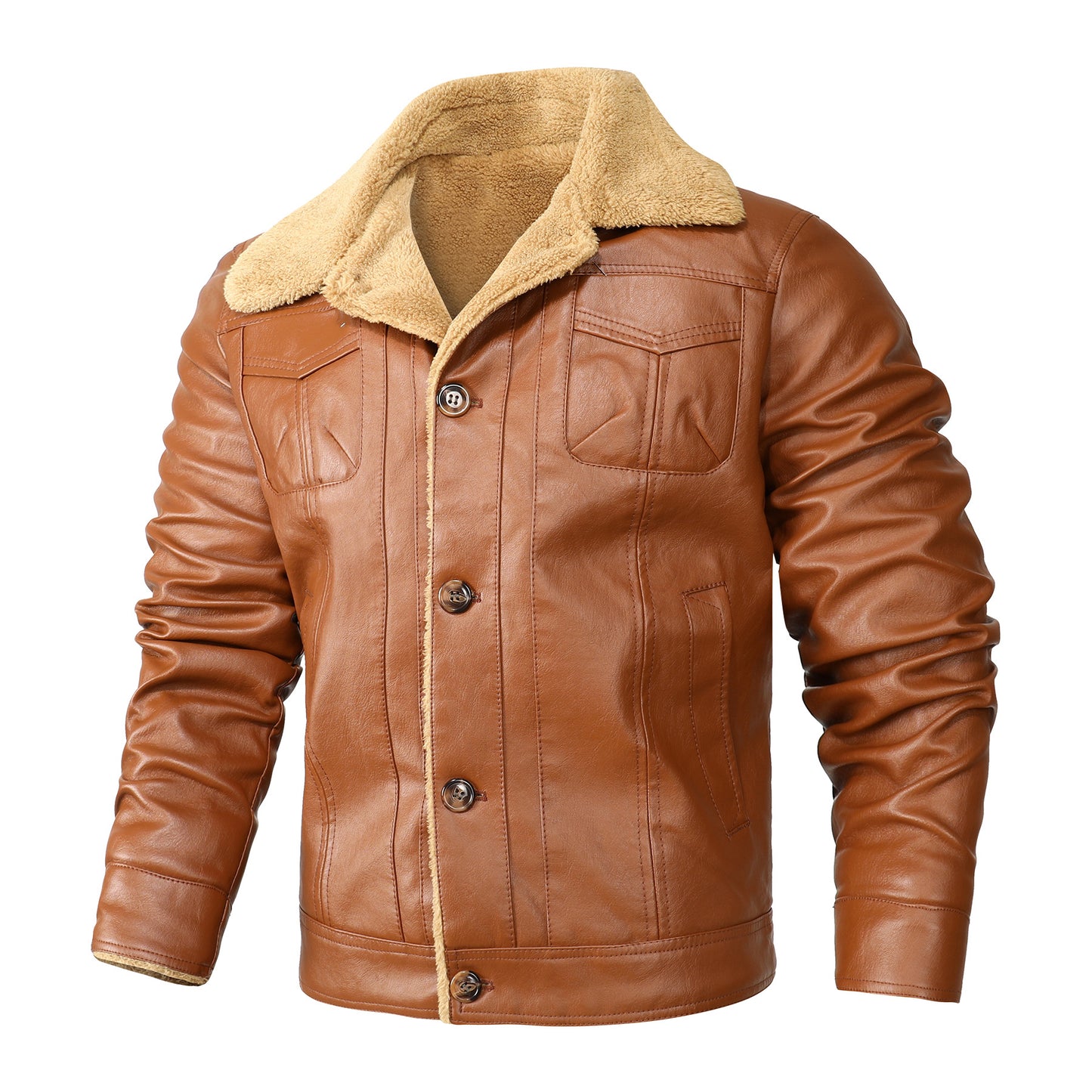 Men's Leather Clothing Loose Casual Slim Fit Handsome Trend Thickening