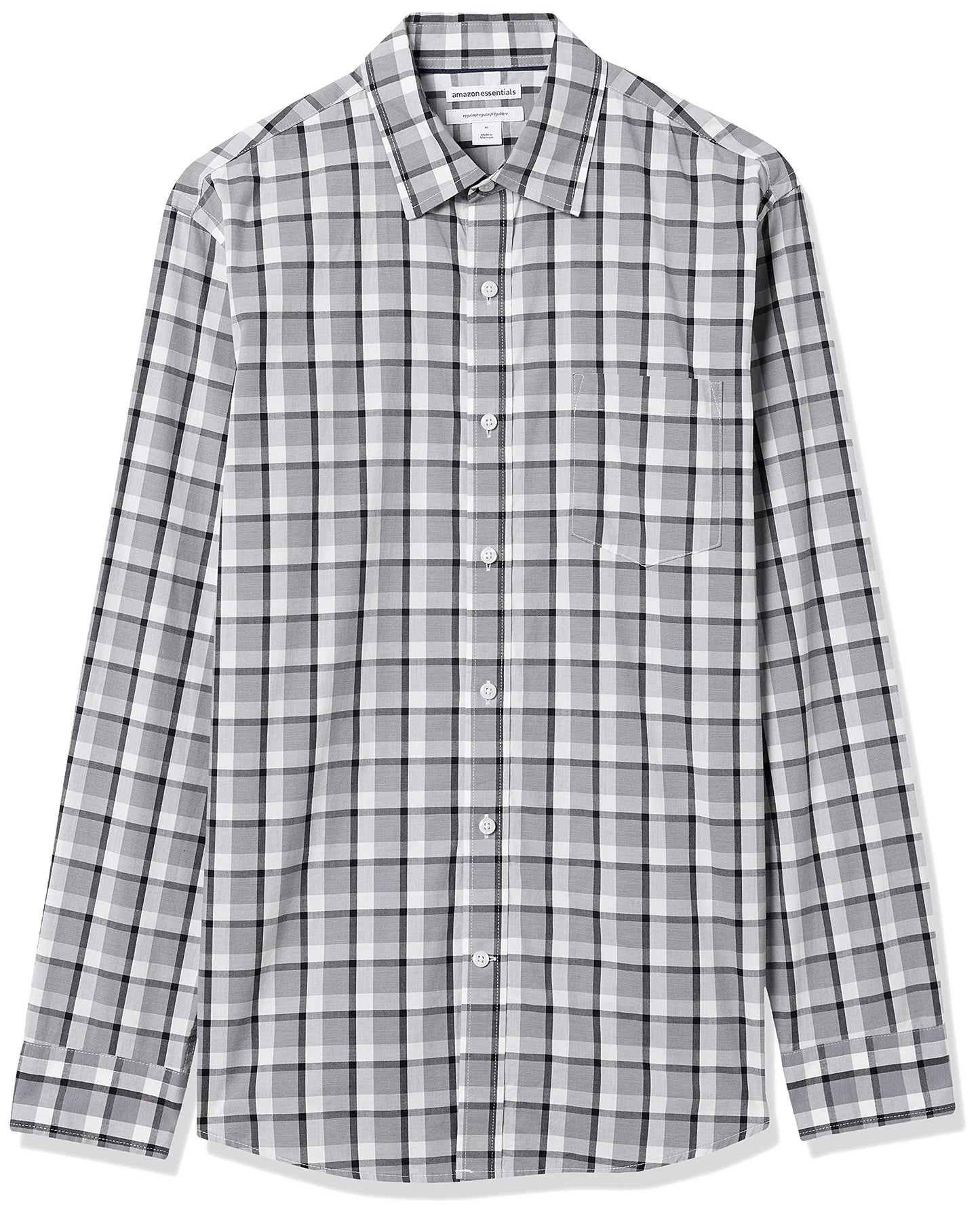 Amazon Essentials herr Long-sleeve Regular-fit Casual Poplin Shirt Skjorta med knappar (1-pack)