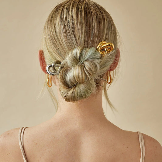 European And American Hair Clasp Simple Tie Up The Hair Elegant 18K Gold Stainless Steel Hairpin